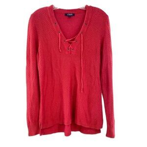 CHAPS Linen Pink V-neck Sweater Top